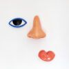 nariz, ojo y labios de cerámica