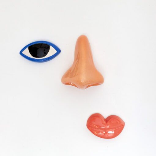 nariz, ojo y labios de cerámica