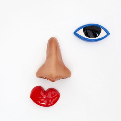 nariz, ojo y labios de cerámica