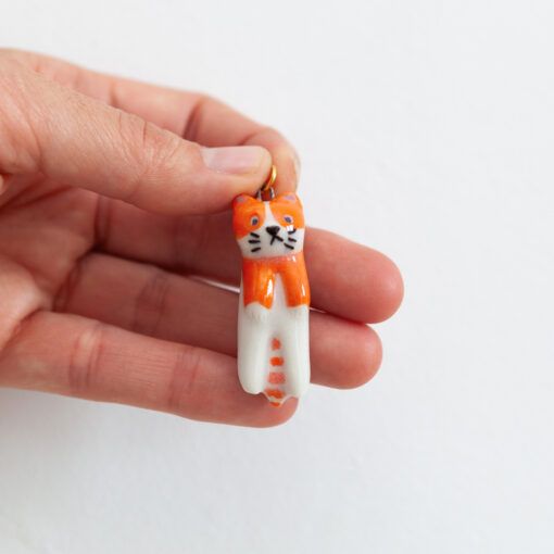 Charm de porcelana gato naranja