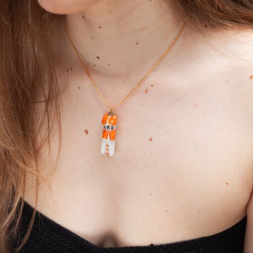 Charm gato naranja de porcelana