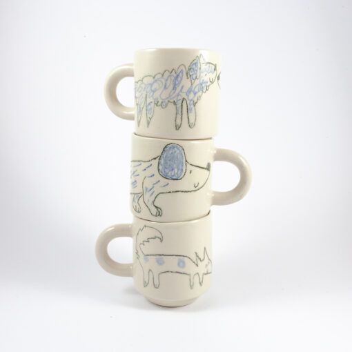 Taza ilustrada hecha en gres